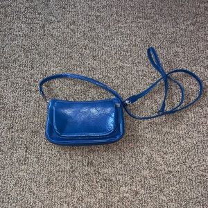 Blue leather mini bag